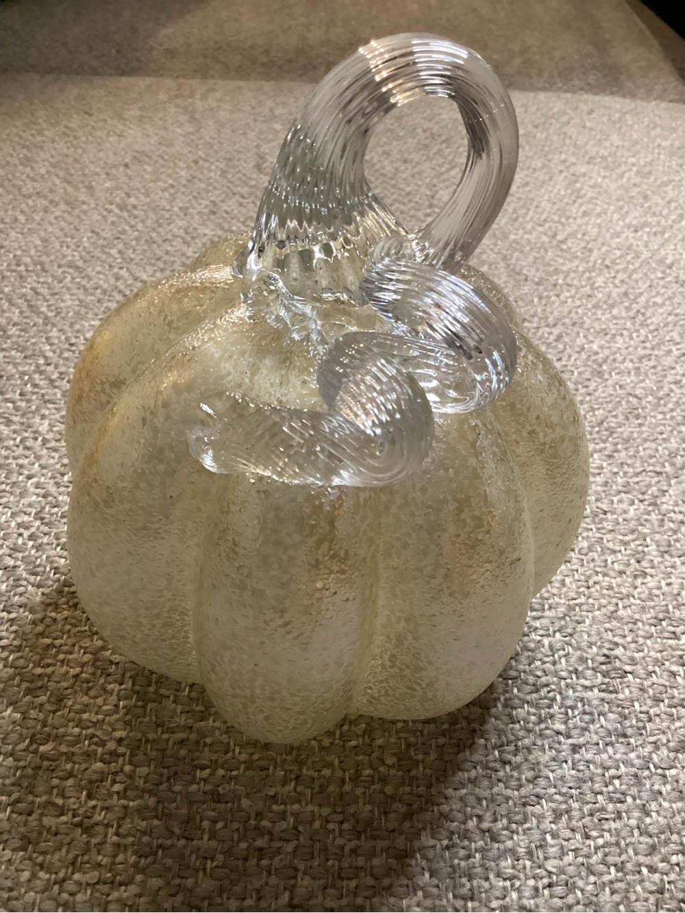 Handblown Glass Pumpkin Sculpture - Clear with Gold Flecks